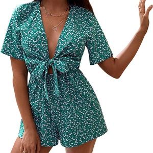 Green Floral Romper